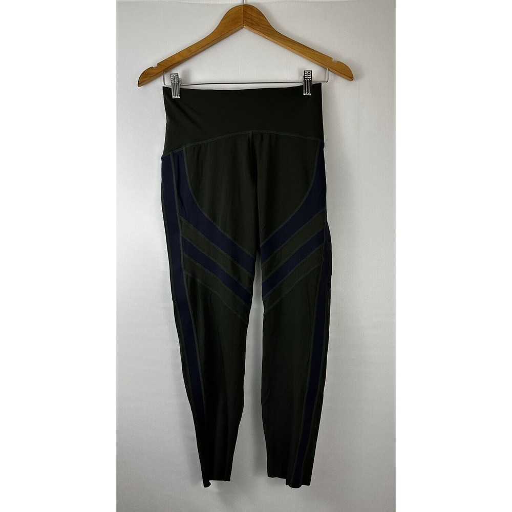ZYIA Active Olive Green And Blue‎ Mesh Raw Hem Leggings Size 6-8 Women's